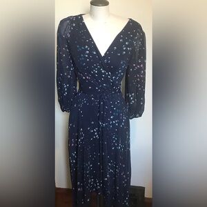 NWT - DKNY Navy Floral Wrap Dress - Size 6